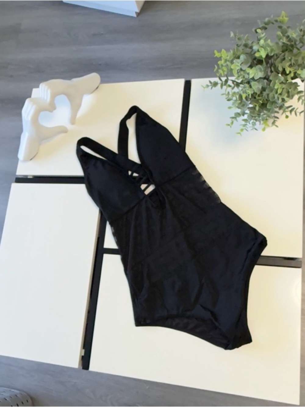 Leonisa "Miracle" Tummy Control Monokini - Sheer Mesh Panels - Black
